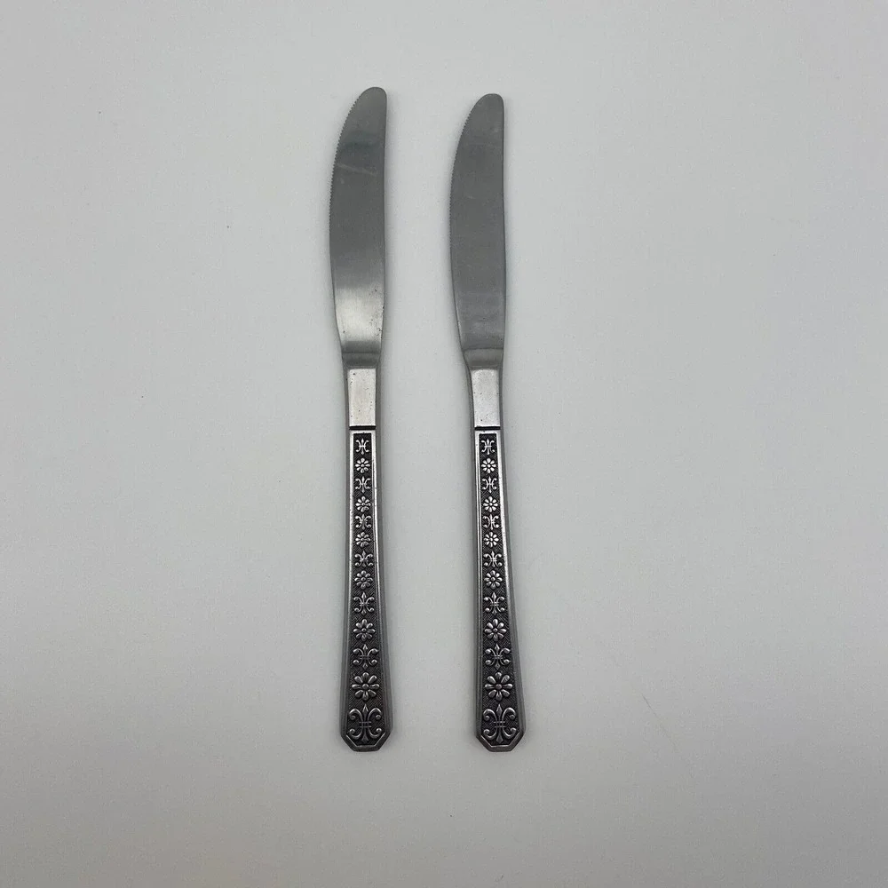Interpur Petal‎ Florenz Stainless Flatware Knives Japan Vintage MCM (Lot of 2)